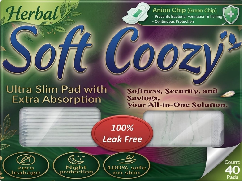 Soft Coozy Herbal Anion Sanitary Napkins